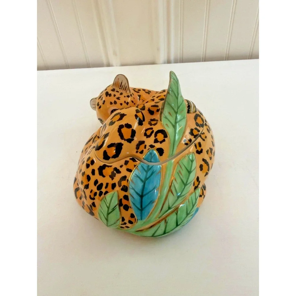 Lynn Chase Designs Yellow Jaguar Jungle Trinket Box Zoo Animal Print